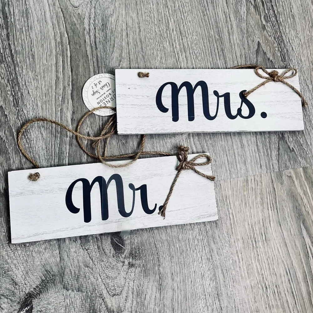 Mr. And Mrs. Rustic Gray White Wood Venue Decor Wedding Reception Bride Groom